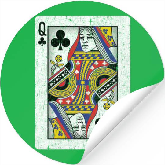 queen of clubs playing card Stickers