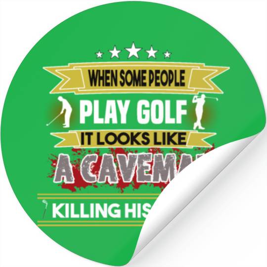 play golf caveman humor golf humor funny golf gift Stickers