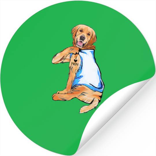 Golden Retriever Dog Tattoo I Love Mom Stickers