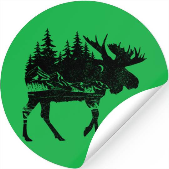 Moose Nature Mountains Hiking Camping Hunter Gift Stickers