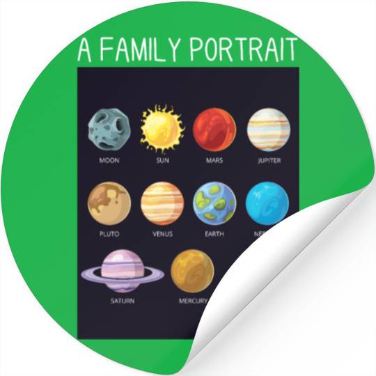 Outer Space Nerd Solar System Planets Sun Moon Stickers