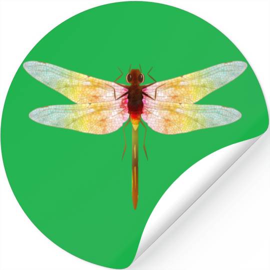 fascinating iridescent drawing of a dragonfly Stickers
