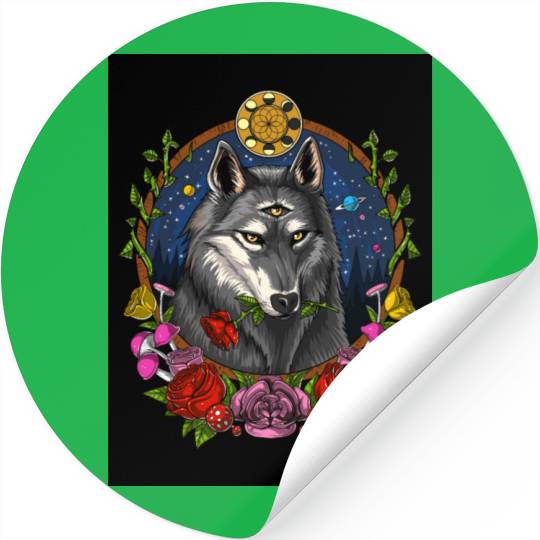 Psychedelic Wolf Stickers