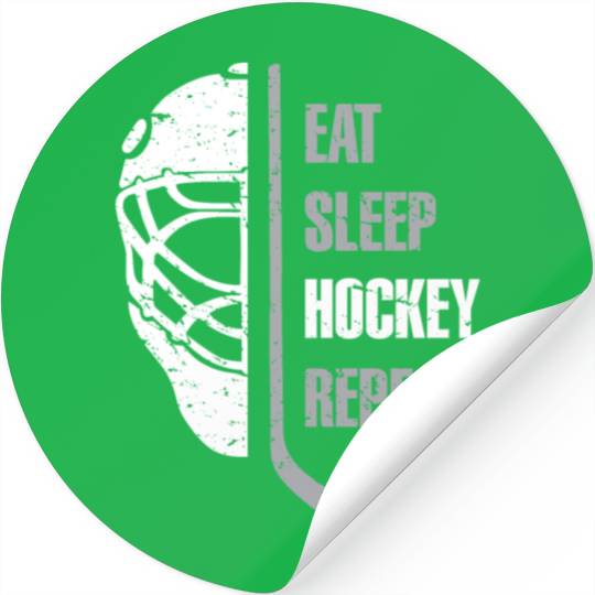Eat Sleep Hockey Repeat Christmas Gift Kid Teen Ad Stickers