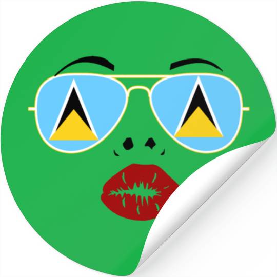 Saint Lucia Flag St Lucia Sunglasses Lips Kiss Stickers