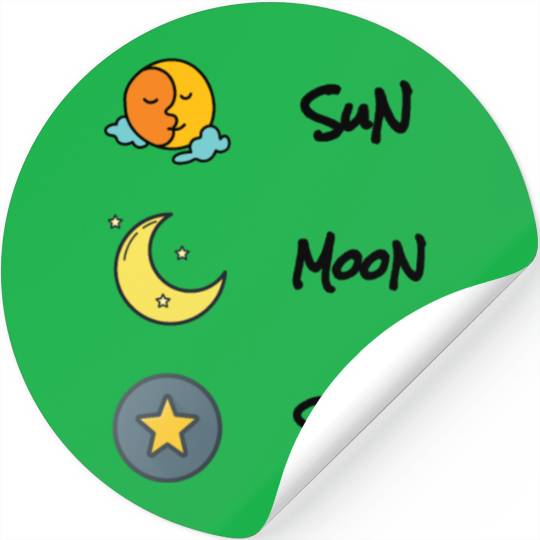 sun moon and star Stickers