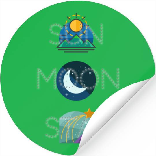 sun moon and star Stickers
