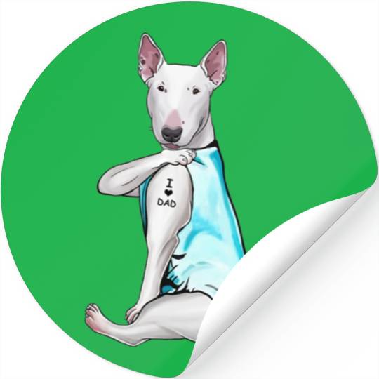 Bull Terrier Tattoos I Love Dad Sitting Gift Fathe Stickers