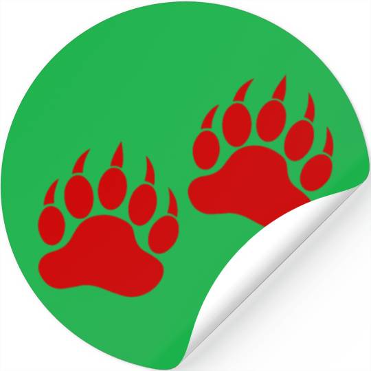 Red Bear Paw Stickers