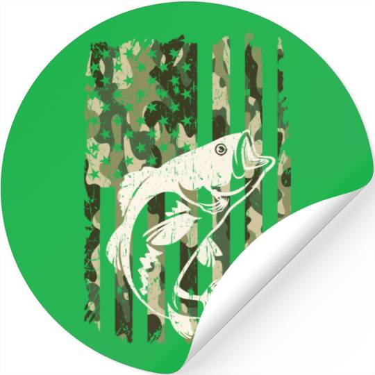 Camouflage American Flag Bass Fishing Stickers