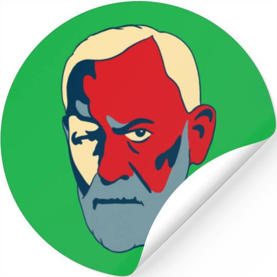 Sigmund Freud Portrait - Red and Blue Stickers