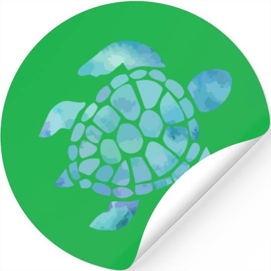 Sea Turtle Watercolor Blue Stickers