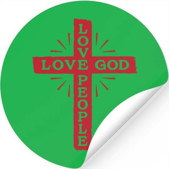 LOVE GOD LOVE PEOPLE - JESUS CROSS Stickers