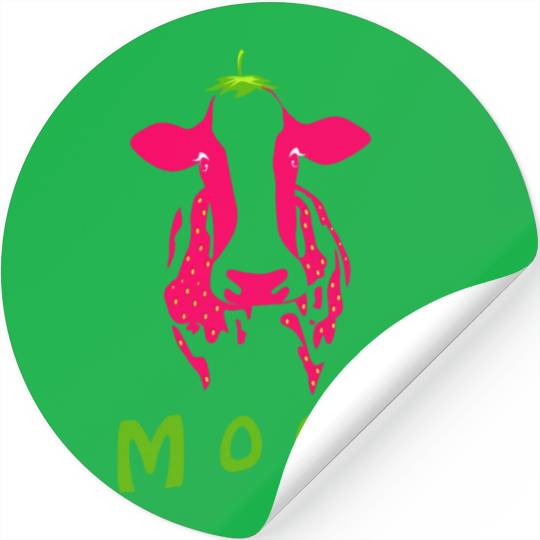 Strawberry cow, Strawberry cow pink, pink cow Stickers