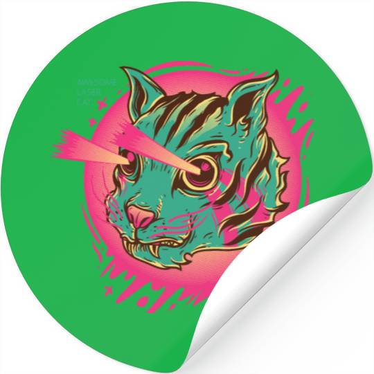 Laser Cat in Synthwave Look Stickers