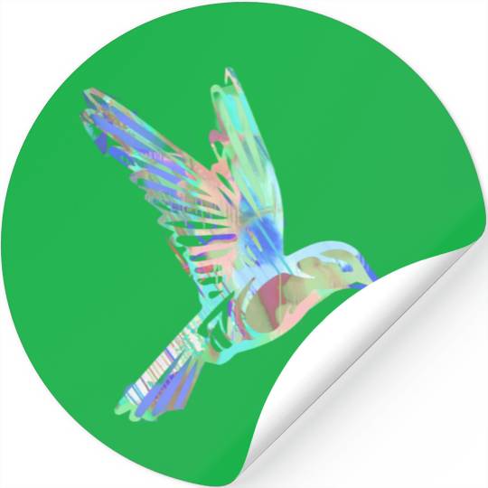 hummingbird, bird, aquarell, green, pastel, flying Stickers