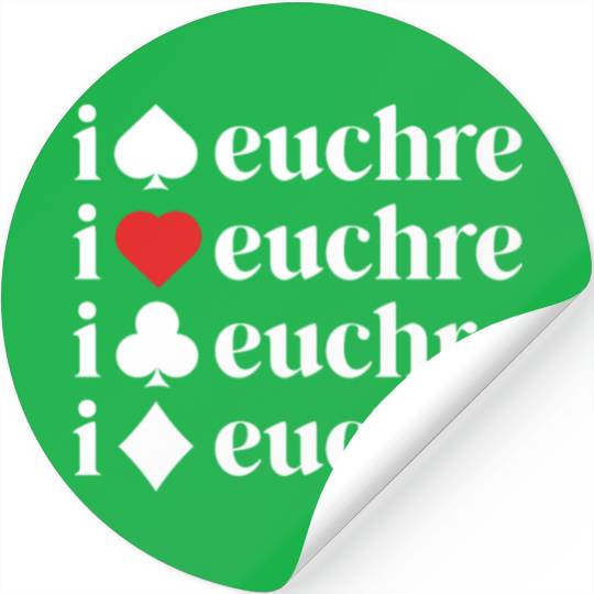 I Love Euchre Stickers Women Card Game Player Mother