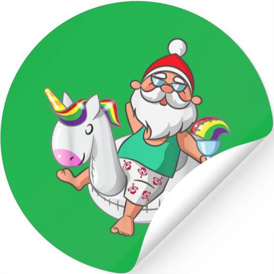 Christmas in July Santa Hawaiian Unicorn Swim Stickers