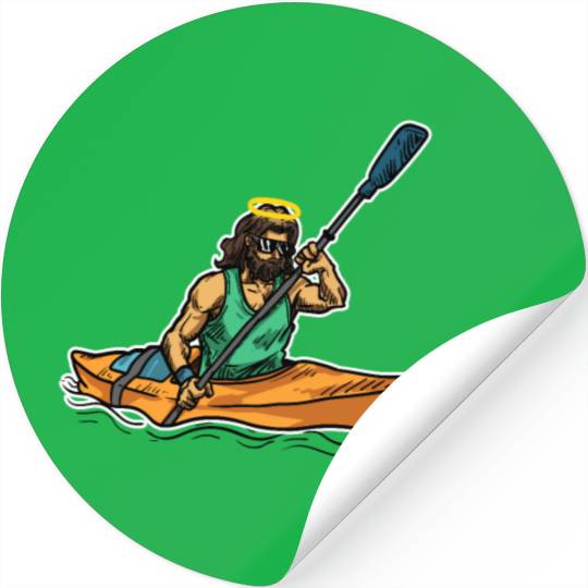 Cool Jesus Rowing Kayak Paddling Gift Idea Stickers