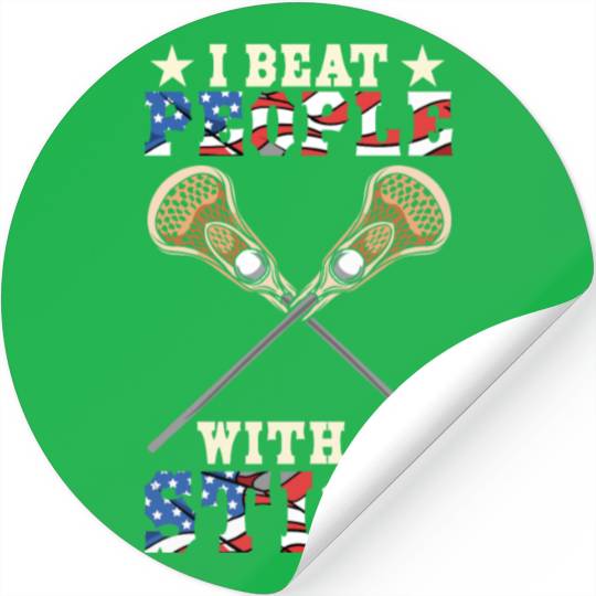 I Beat People With A Stick - Funny Retro Lacrosse Stickers