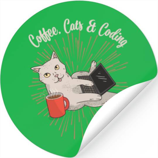 Coding Cats and Coffee Software Developer Stickers