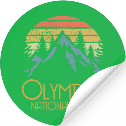 Retro Olympic National Park Washington Mountains S Stickers
