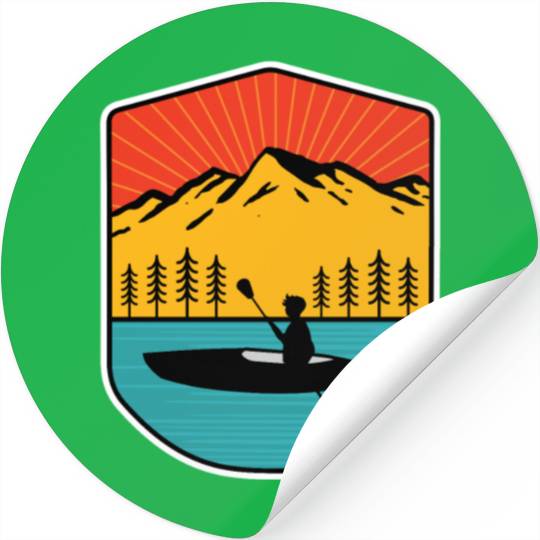 Retro Kayaking Boating Paddling In Lake Tahoe Stickers