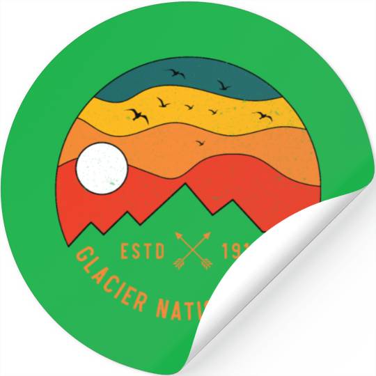 Retro Glacier National Park Montana Souvenir 80s Stickers