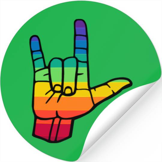 Sign language pride rainbow colors I love you sign Stickers