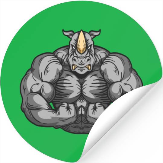 Bodybuilder Rhino Toning Rhinoceros Fitness Stickers