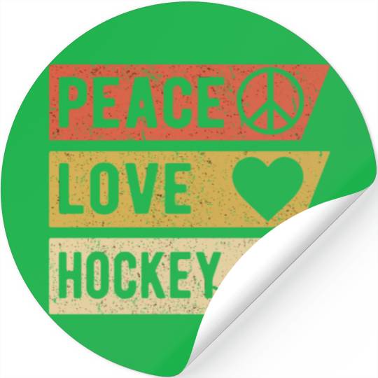 Vintage Peace Love Hockey Sports Lover Player Gift Stickers