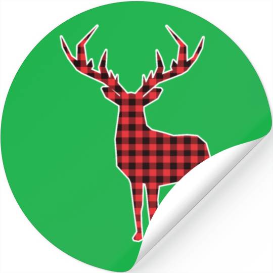 Buffalo Plaid Deer Christmas Stickers