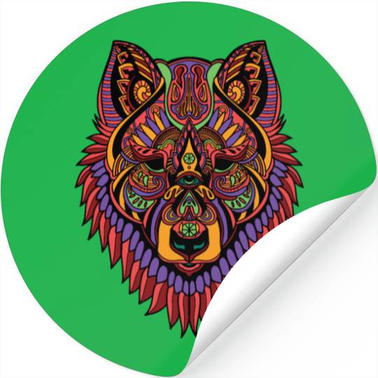 Trippy Wolf Stickers
