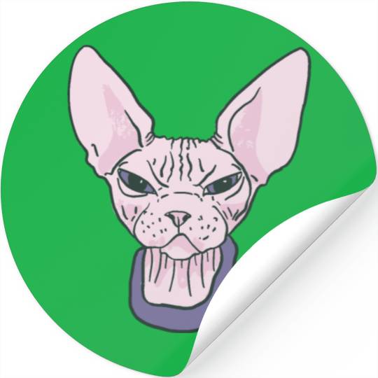 grumpy catpinkGrumpy Sphinx Cat - Purple Stickers