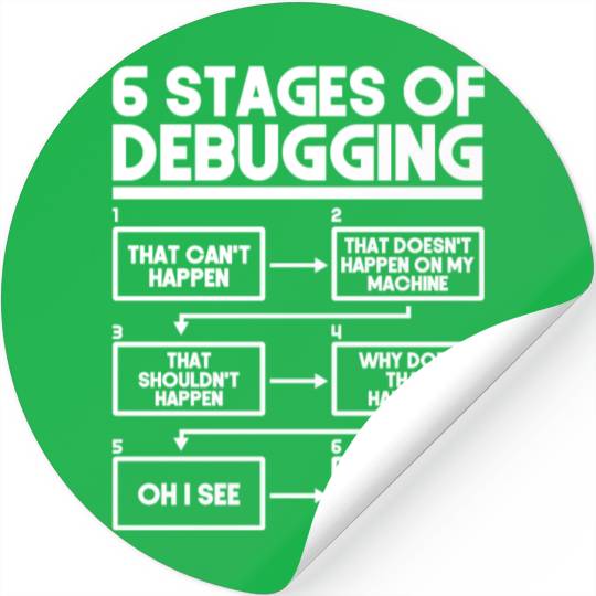 6 Stages Of Debugging Programmer Coding Stickers