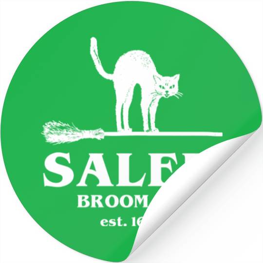 Salem Broom Co Company Halloween Black Cat Witch A Stickers
