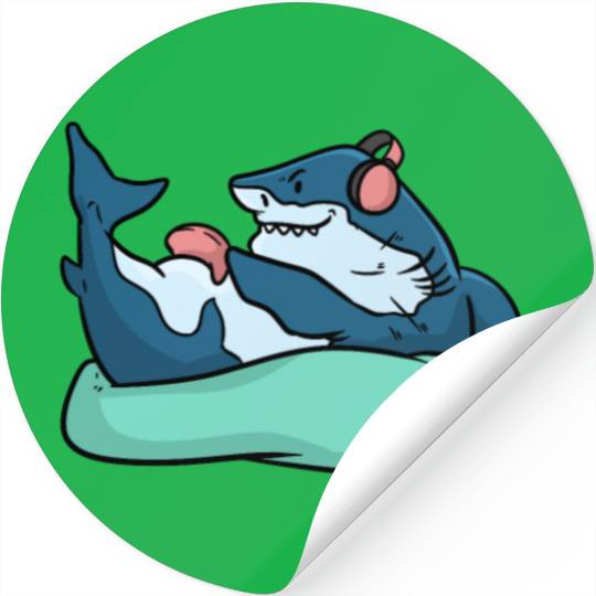 Chilling Blue Shark On A Bean Bag Chair Stickers