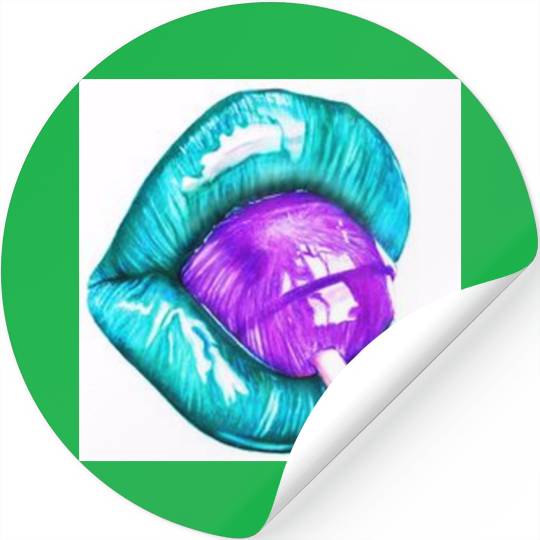 GREEN LIPS AN LOLLIPOP Stickers