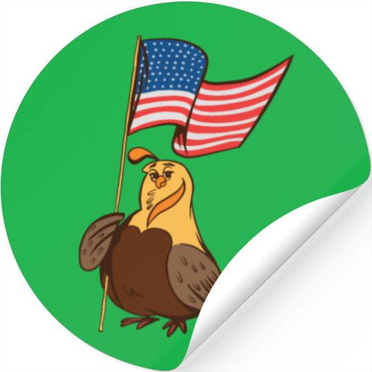 US Quail patriot with banner cute cartoon quail Stickers