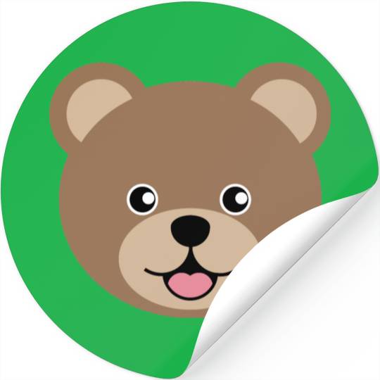 Cute Brown Teddy Bear Face Stickers