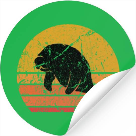 Retro Sun Dugong Manatee Sea Cow Gift Stickers