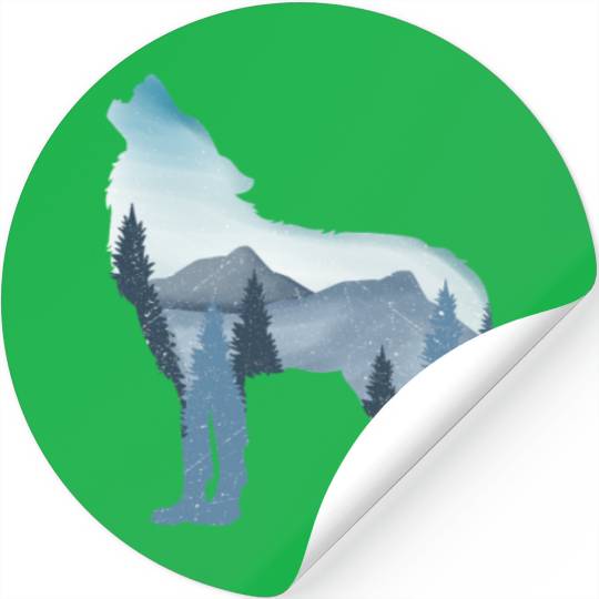 Alpha Wolf Art - Nature Background Stickers