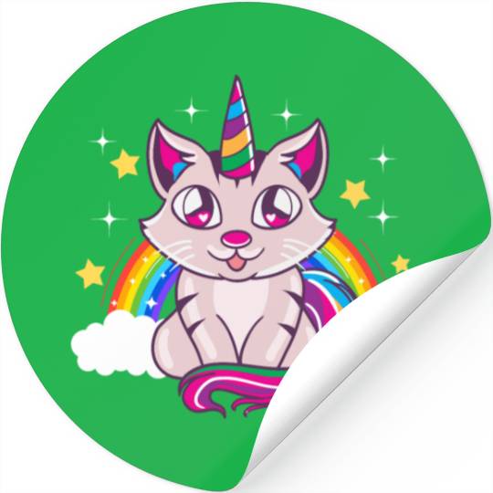 Cute & Funny Unicorn Cat Rainbow Kitty Magical Stickers