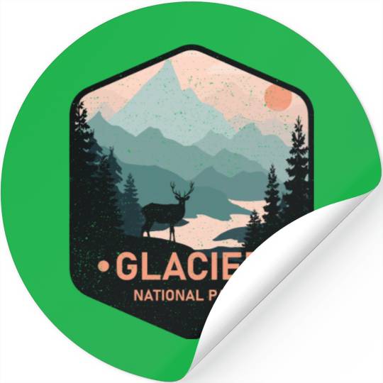 Vintage Glacier National Park Deer Mountains Gift Stickers