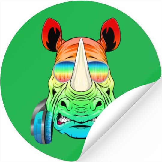 Rhino Rhinoceros Music DJ - Africa Collection Stickers