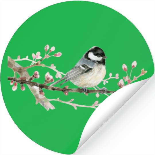 Swamp Tit on A Twig - Garden Birds In Spring Stickers