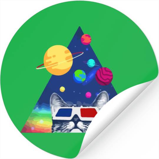 3D Space Cat Stickers