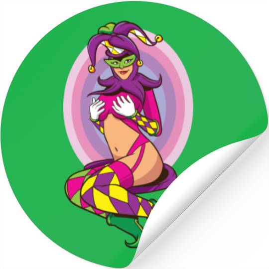 Joker Girl Stickers Card Deck Halloween Costume