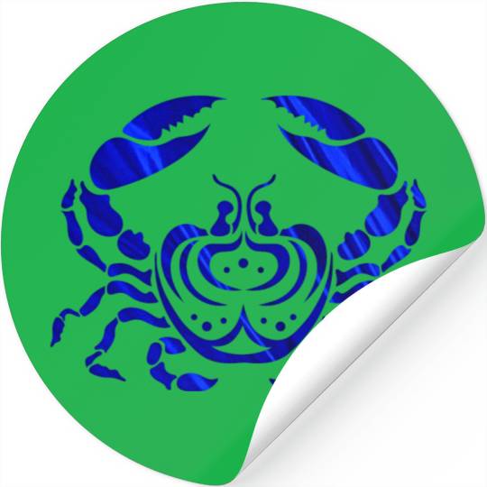 Blue Foil Crab, Tribal Art Style Stickers