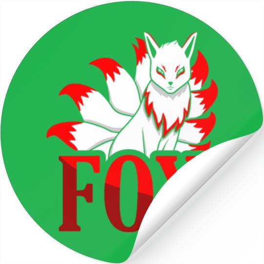 Kabuki Mask Nine Tailed cute Kitsune Japanese Fox Stickers